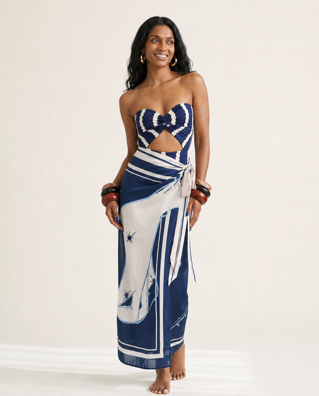 Daring Striped Cutout Swimsuit-3