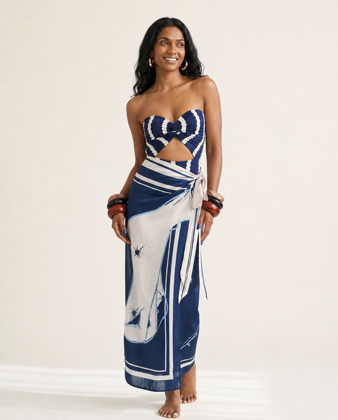 Daring Striped Cutout Swimsuit-3