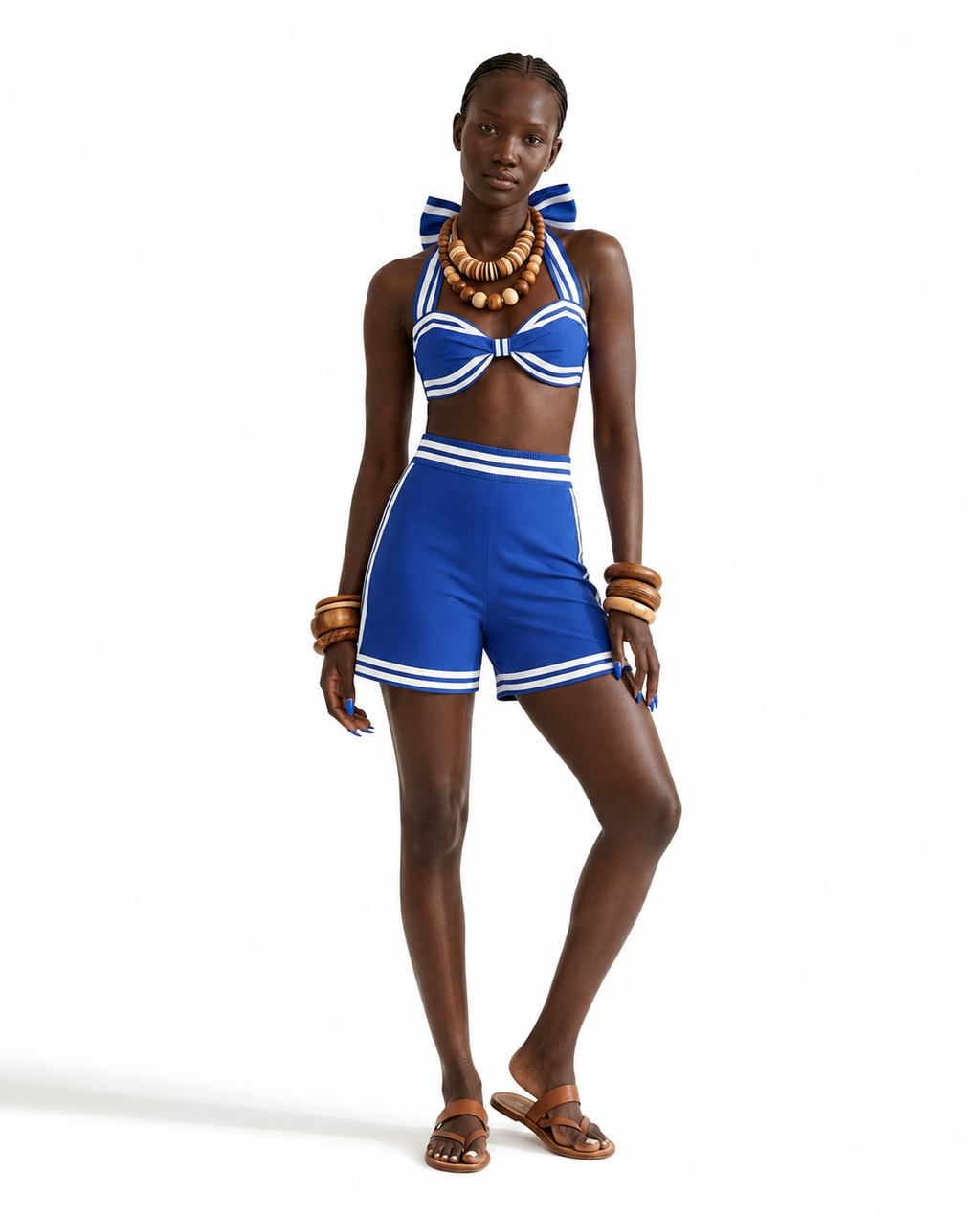 Confident Striped Ruffle Bikini Set-2