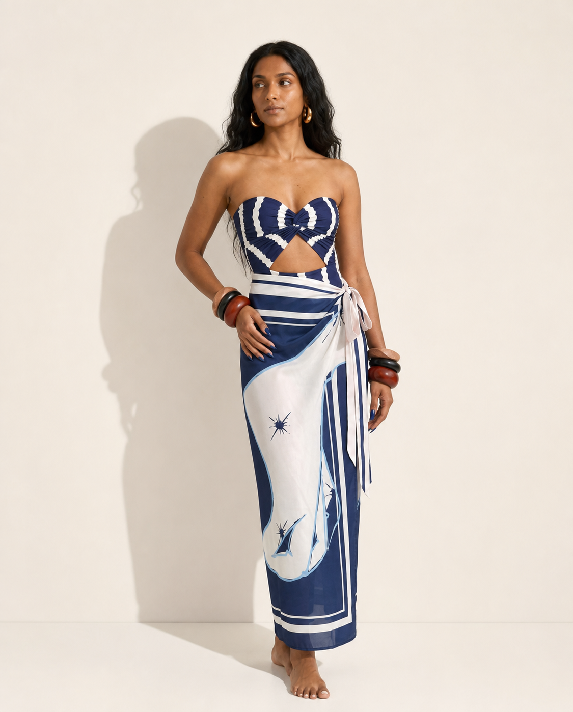Daring Striped Cutout Swimsuit-2