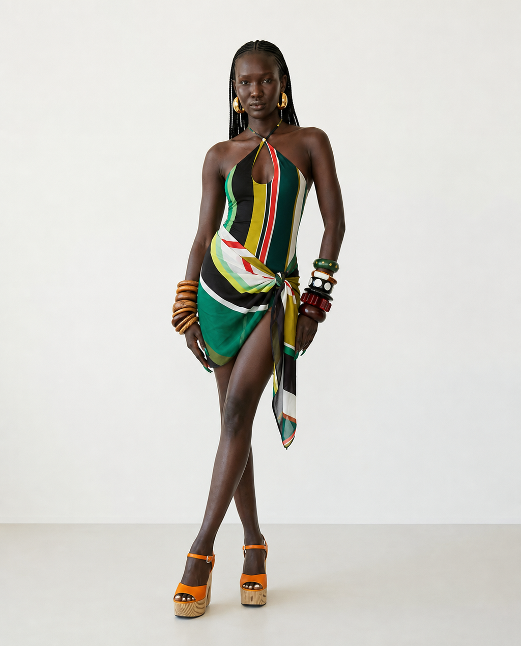Audacious Multi-Stripe Halter Swimsuit-0
