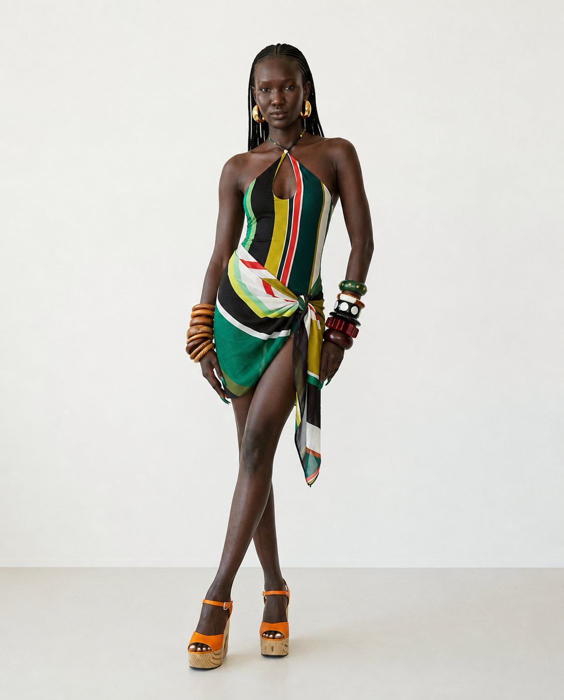 Audacious Multi-Stripe Halter Swimsuit-0