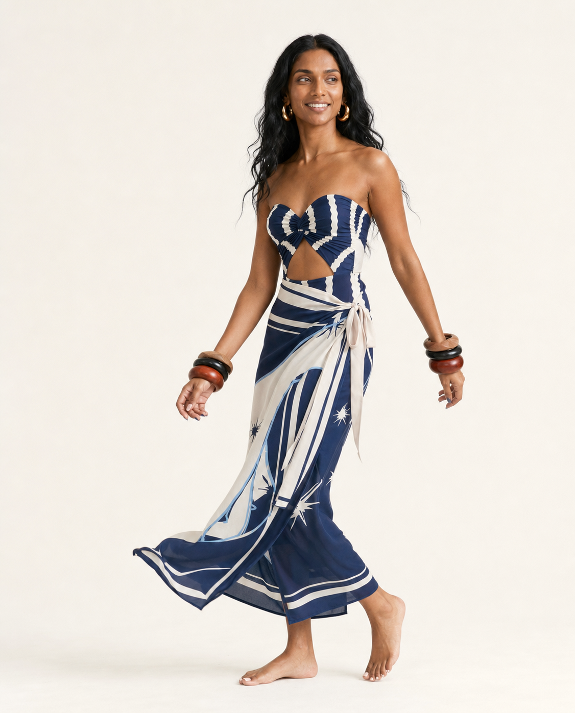 Daring Striped Cutout Swimsuit-1