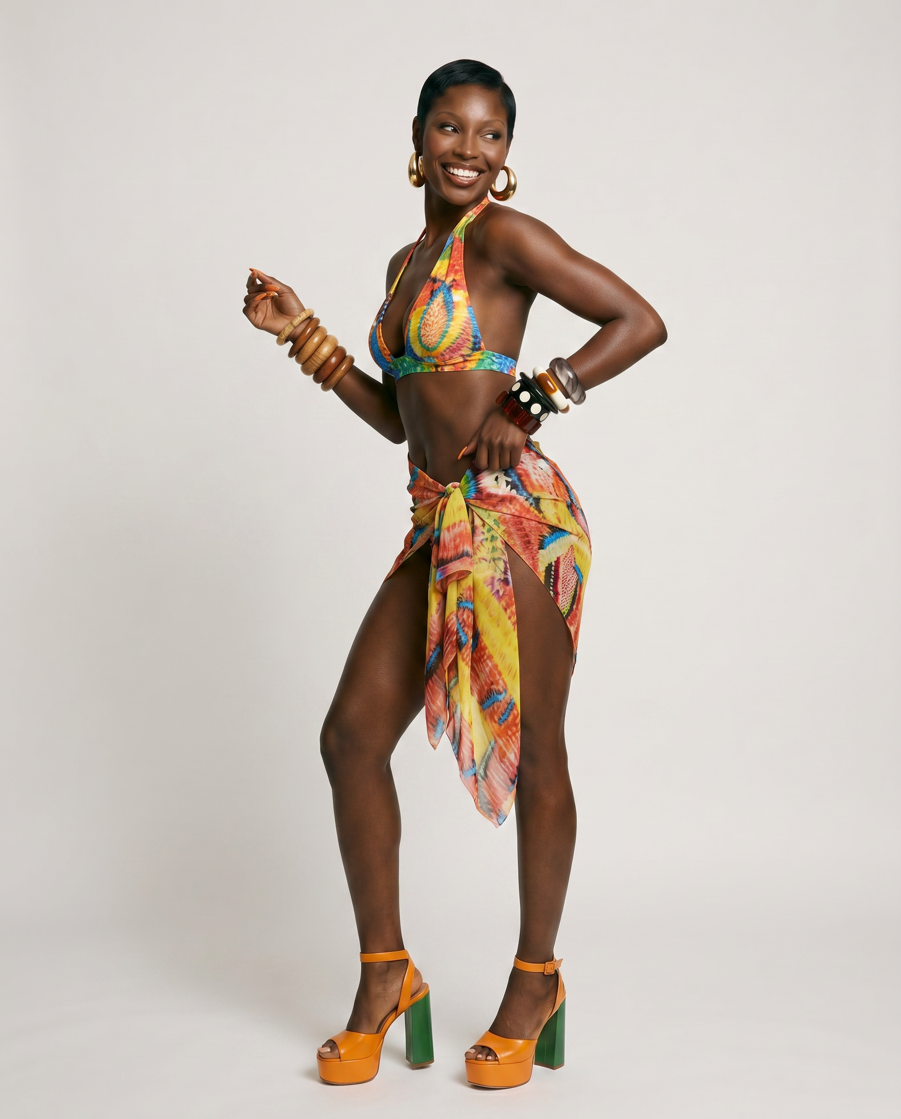 Vibrant Printed Tie-Front Bikini Set-1