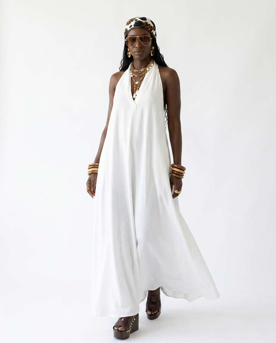 Free Spirit Halter Neck Maxi Dress-0