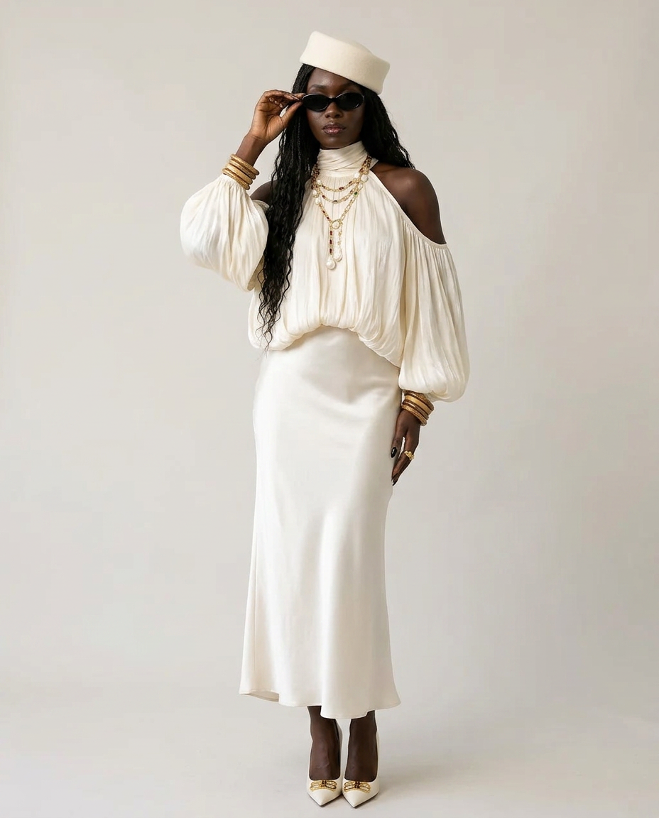 Refined Silk Midi Skirt-0