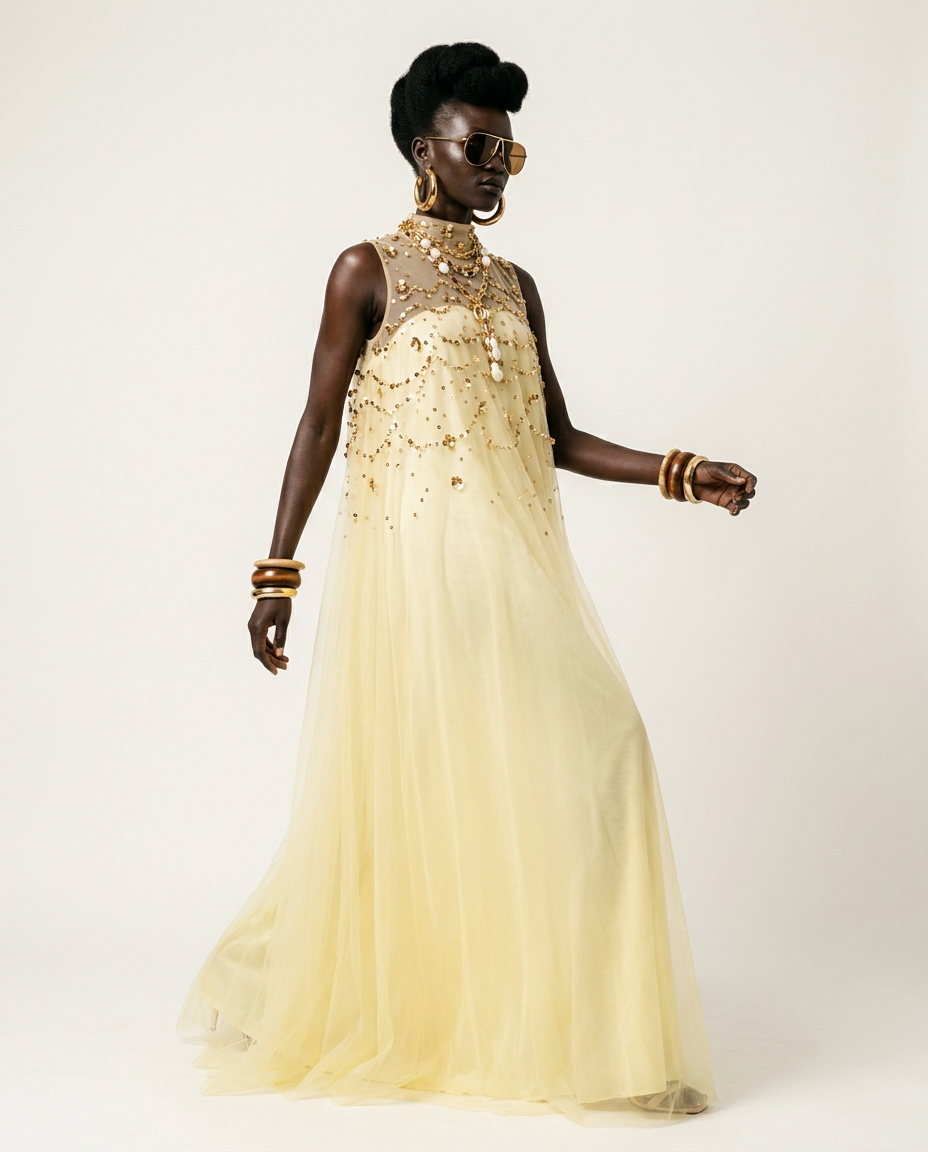 Divine Sequined Mesh A-line Dress-0