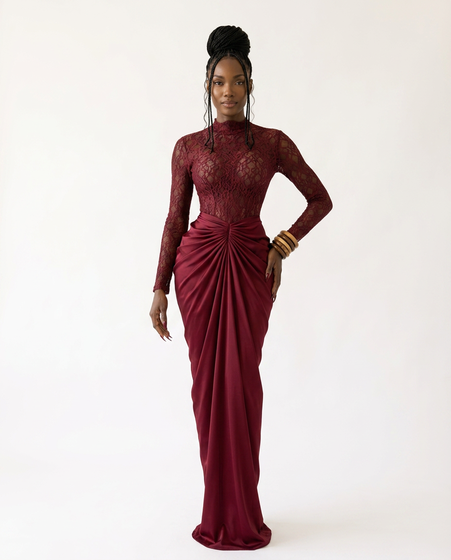 Divine Sheer Ruched Maxi Set