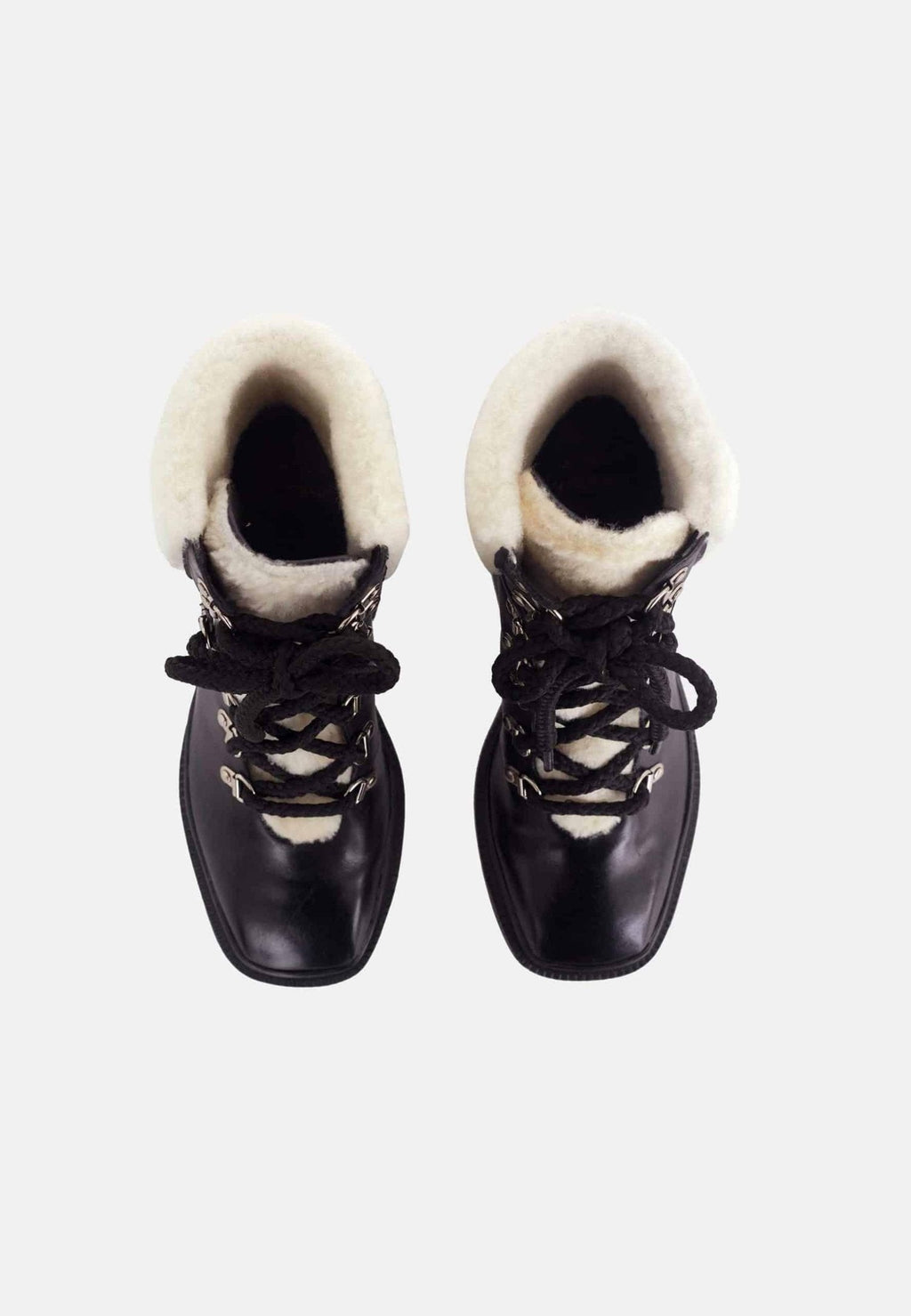 Cassia Black Calf Leather Combat Boots – 7.8cm Heel