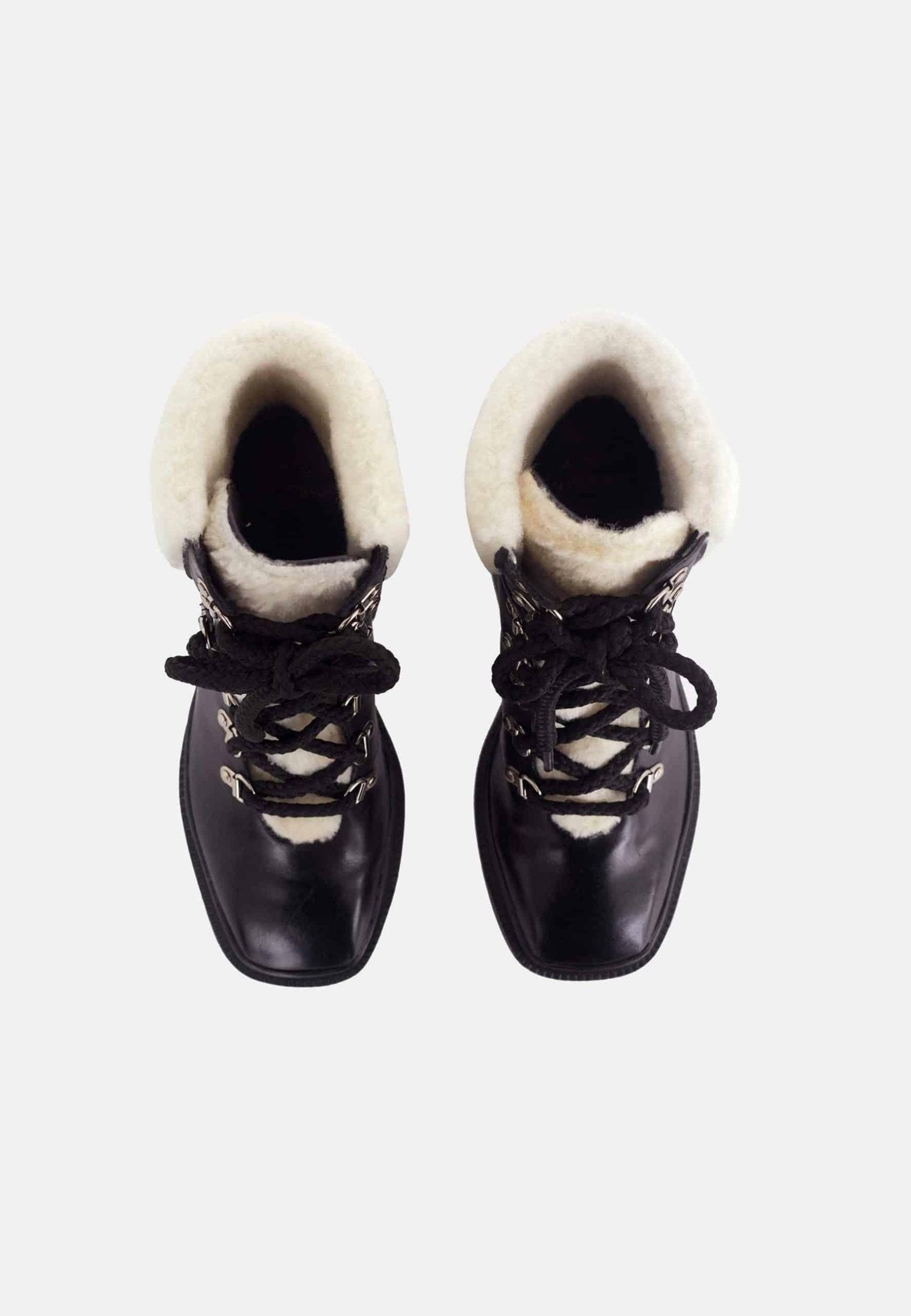 Cassia Black Calf Leather Combat Boots – 7.8cm Heel