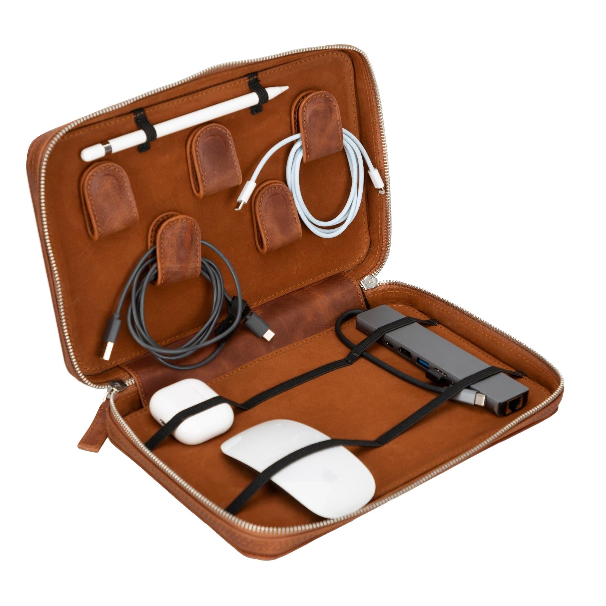 Medicine Handmade Leather Cable Travel Organizer