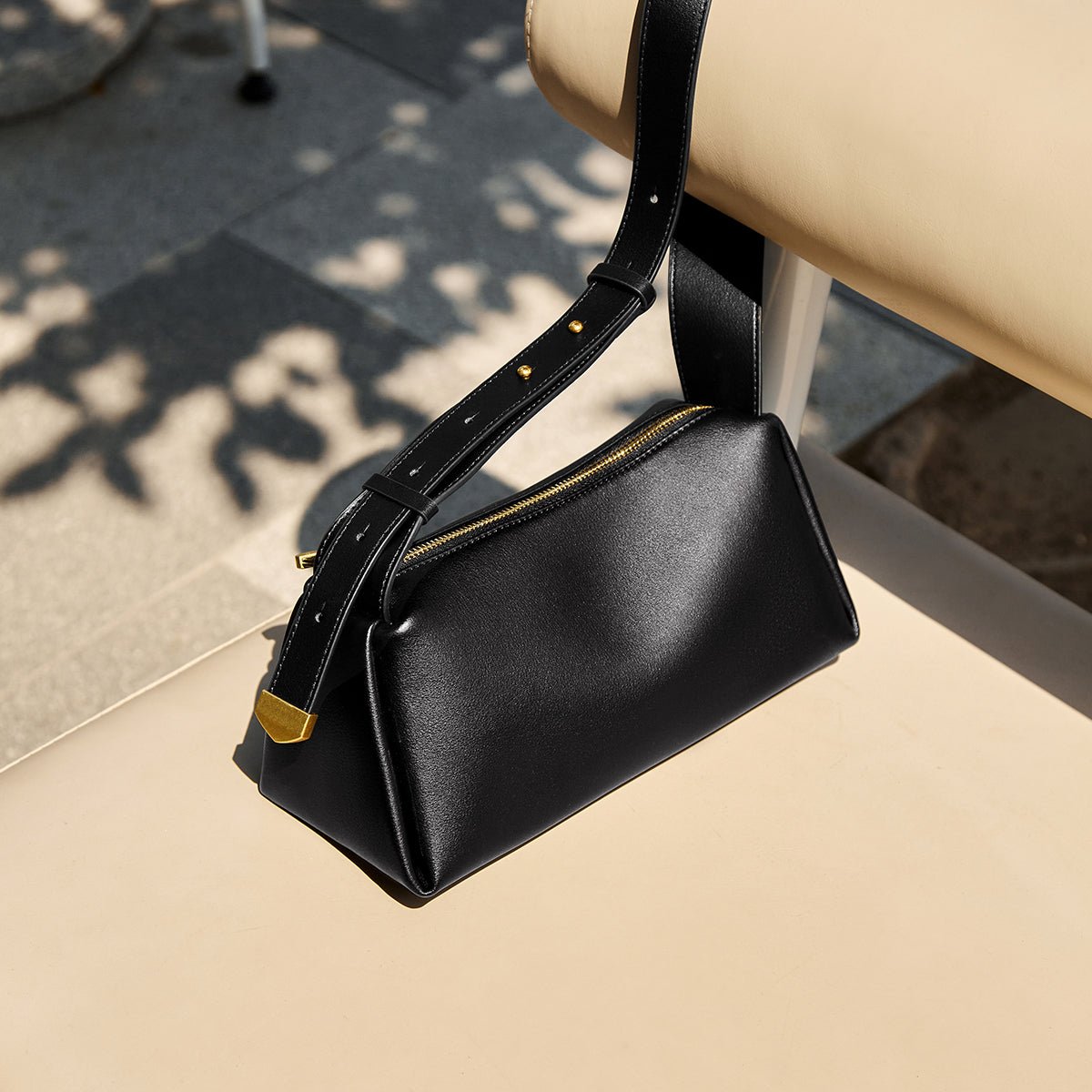 Minimalist Leather Baguette Shoulder Bag