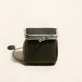 Black Ball Clasp Wallet with Adjustable Chain Strap – Pebble-Grain Leather Kiss-Lock Mini Bag