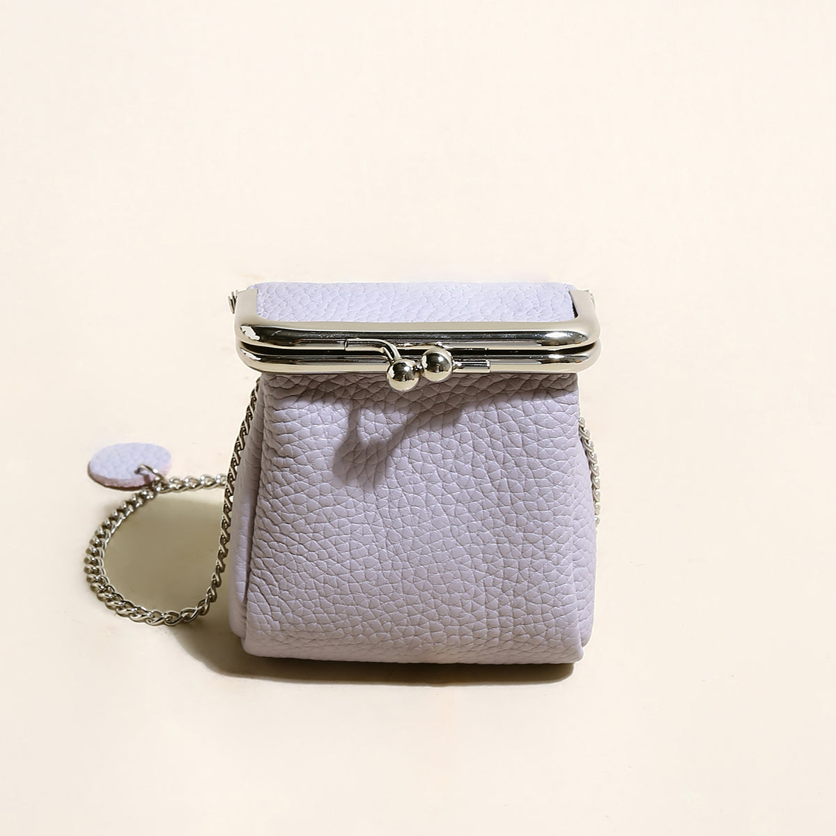 Lilac Ball Clasp Wallet with Adjustable Chain Strap – Pebble-Grain Leather Kiss-Lock Mini Bag (Copy) (Copy) (Copy)