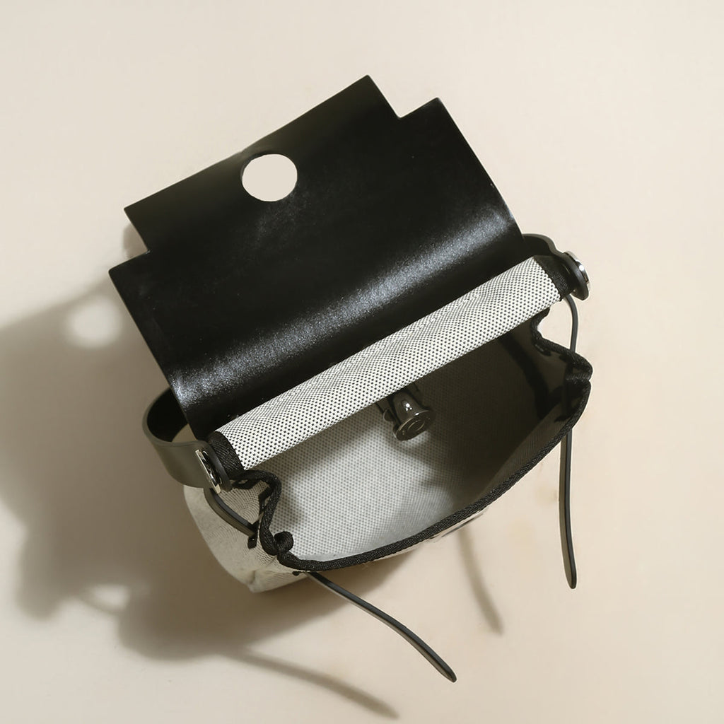 Monet Mini Canvas & Leather Crossbody Bag – Structured Colorblock Shoulder Bag with Turn-Lock Closure