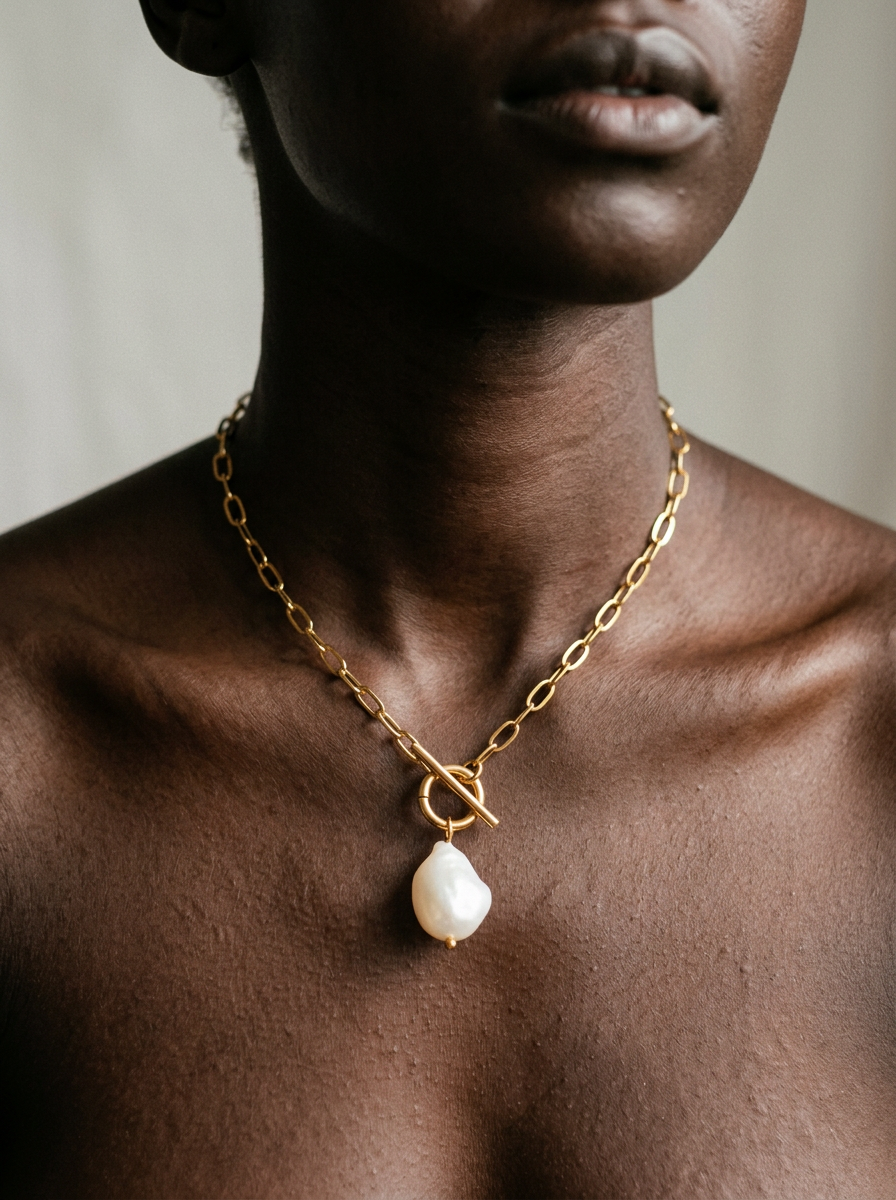 Graceful Gold-Plated Pearl Pendant Necklace-0
