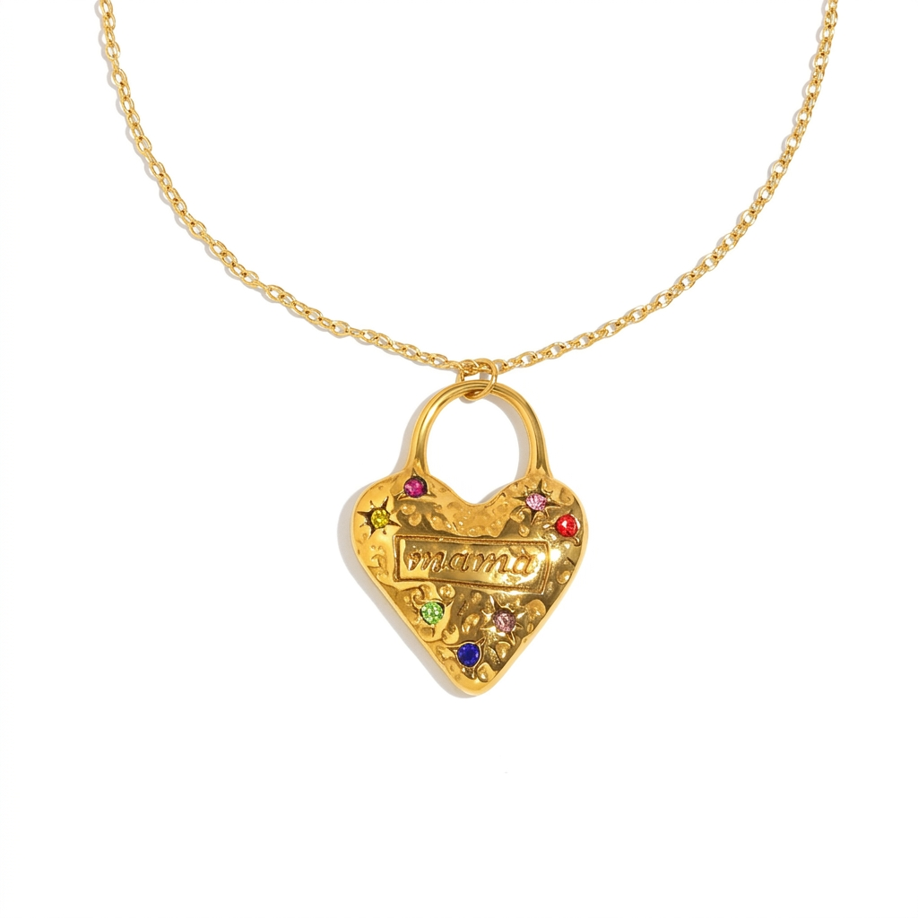 Cherished Gold Zircon Heart Necklace-2