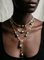 Radiant Gold Pearl Crystal Layered Necklace-6
