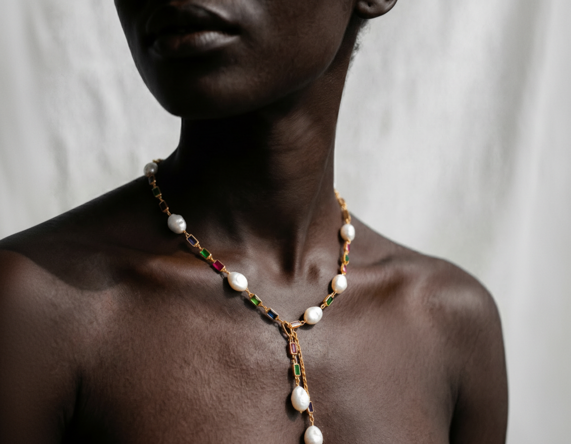 Divine Pearl Layered Lariat Necklace-1