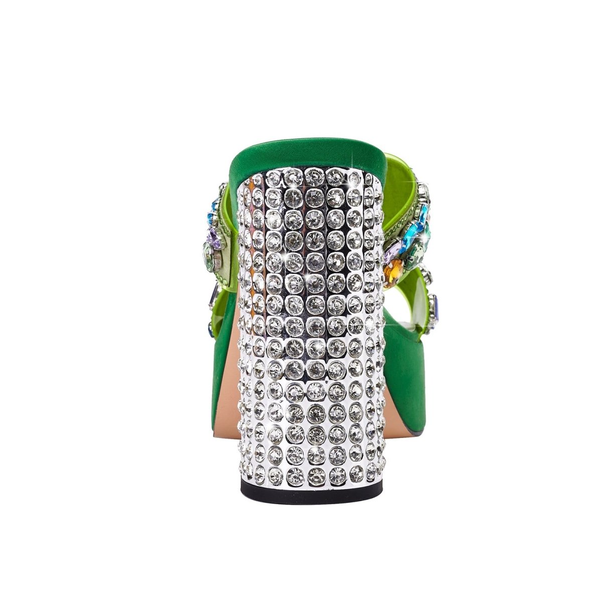 Open Toe Mules With Gem Embellished Criss Cross Straps