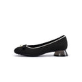 Pearl Bow Knit Square Toe Loafer Pumps – French Slip-On Work Shoes