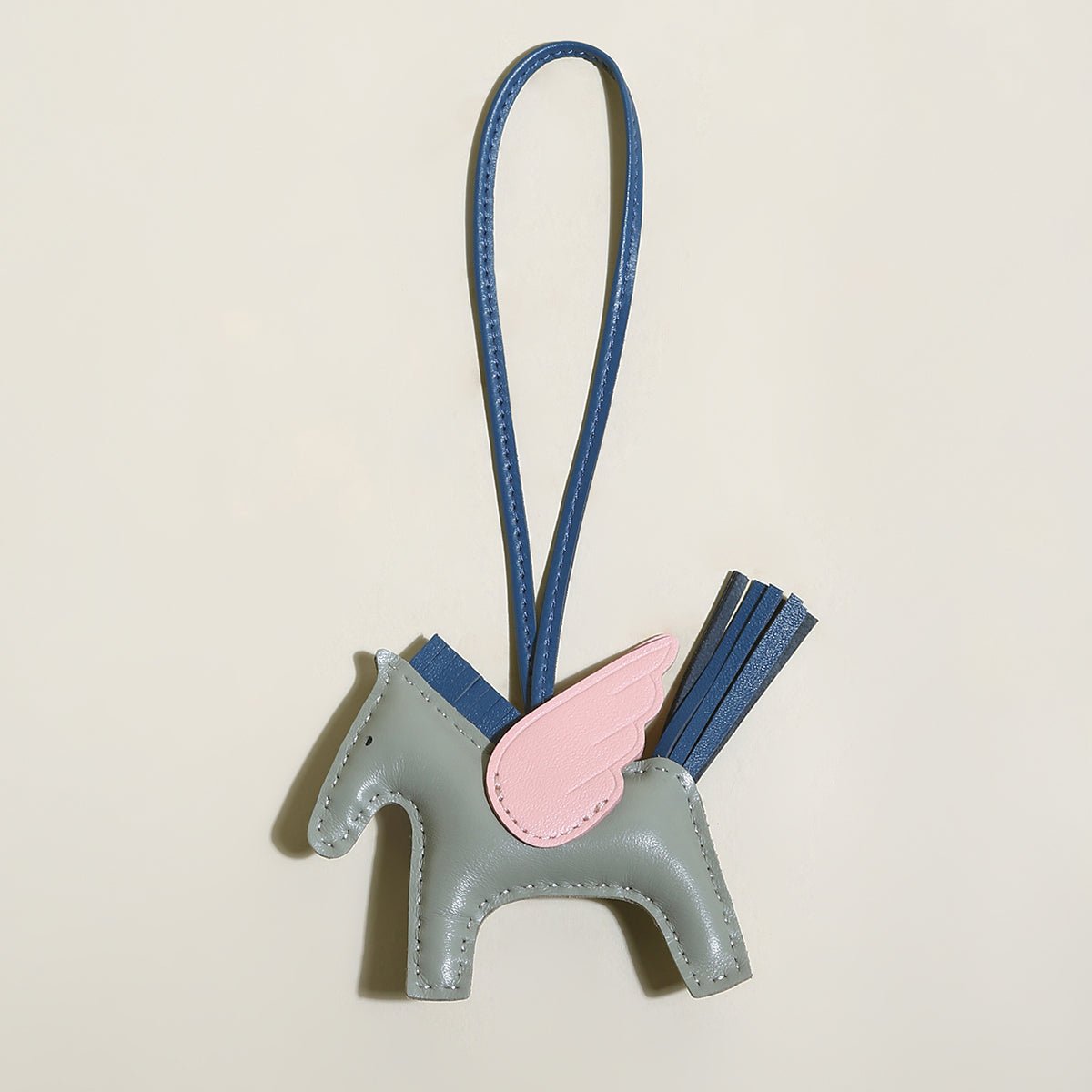 Pegasus Winged Horse Leather Bag Charm – Equestrian Tassel Keychain Accessory
