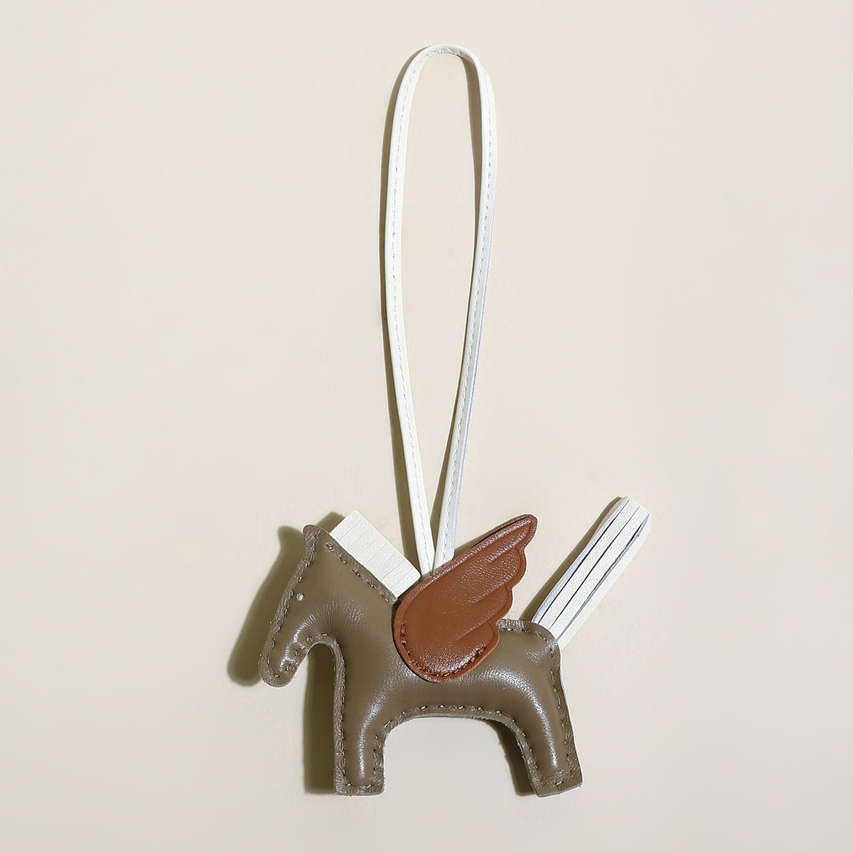 Pegasus Winged Horse Leather Bag Charm – Equestrian Tassel Keychain Accessory