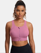 Power On Zip Front Racerback High Impact Sports Bra