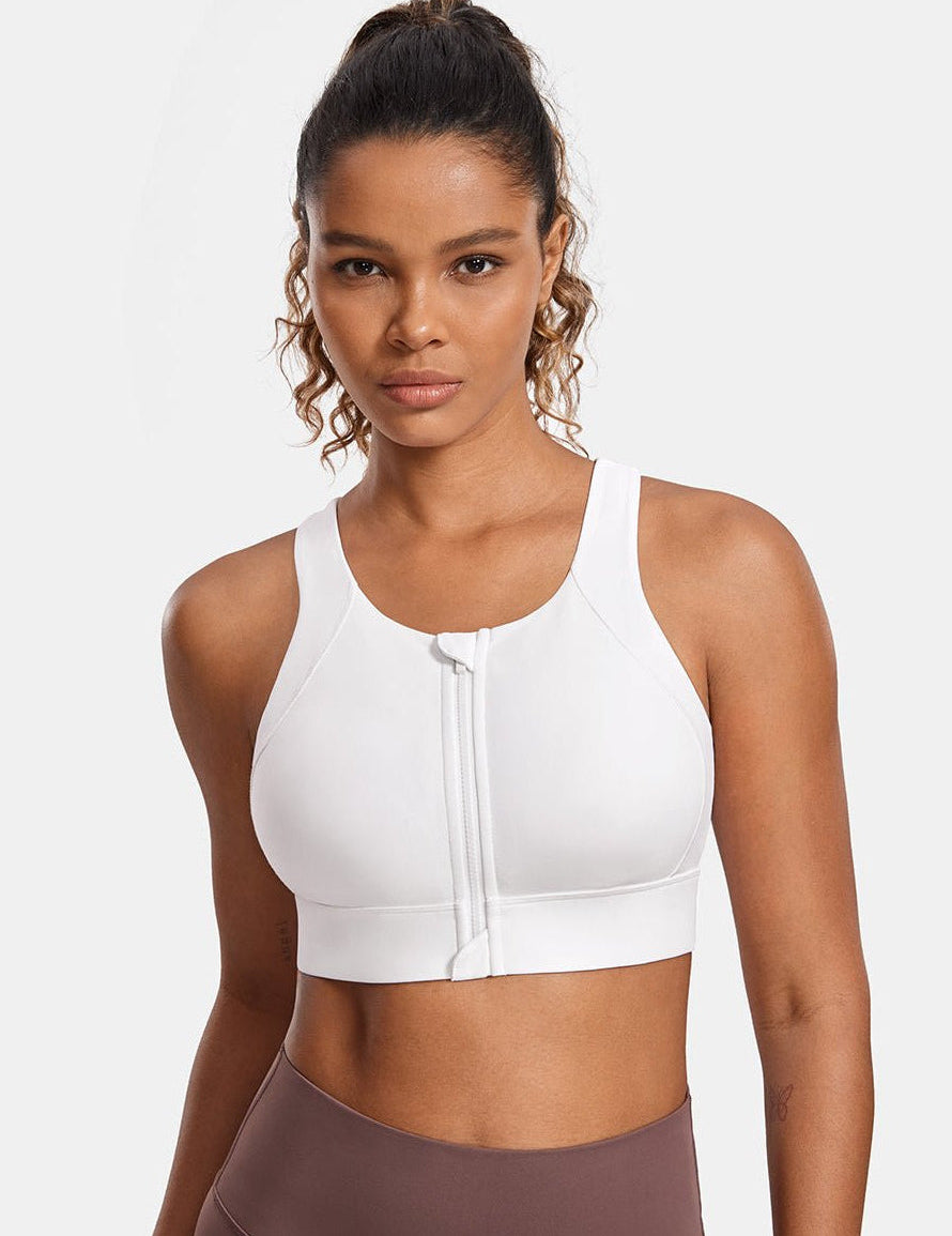 Power On Zip Front Racerback High Impact Sports Bra