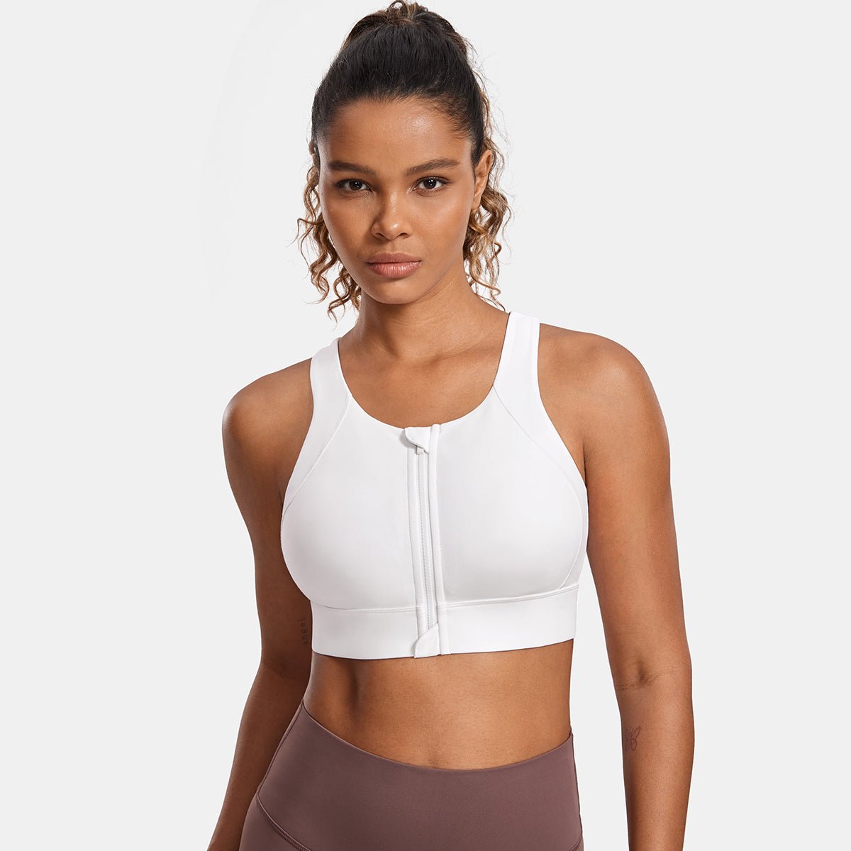 Power On Zip Front Racerback High Impact Sports Bra