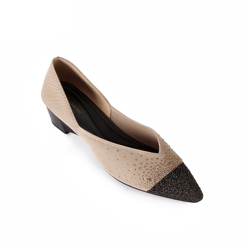 Princess Crystal Pointed Toe Wedge Pumps – Starfield Knit Commuter Heels