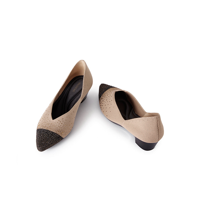 Princess Crystal Pointed Toe Wedge Pumps – Starfield Knit Commuter Heels