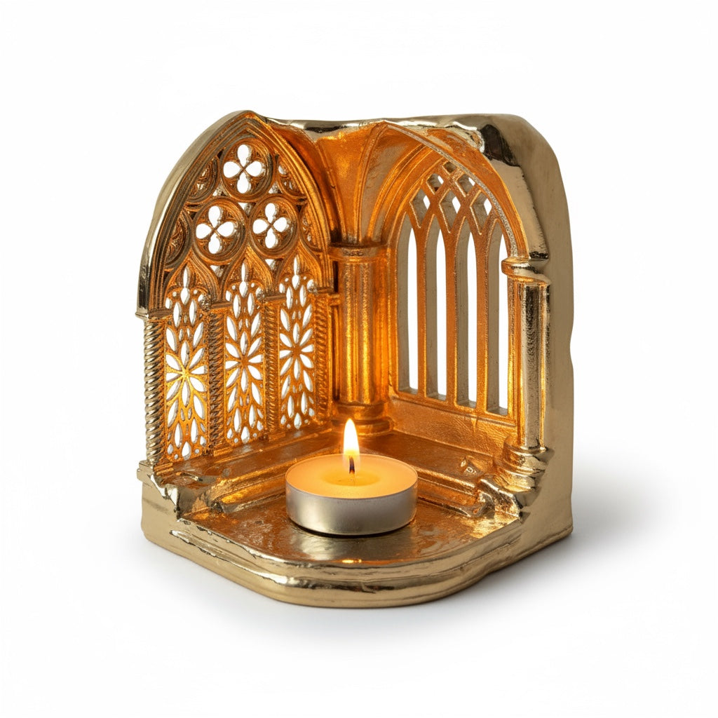 Gothic Cathedral Tealight Holder | Shadow-Casting Candle Holder for Home Décor