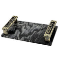Personalized Black Marble Serving Tray | Custom Engraved Handles with Antique Finish