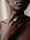 Radiant Gold-Plated Zircon Statement Ring