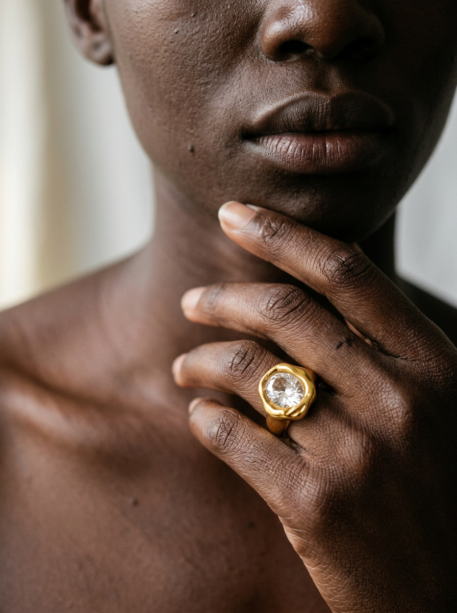 Radiant Gold-Plated Zircon Statement Ring