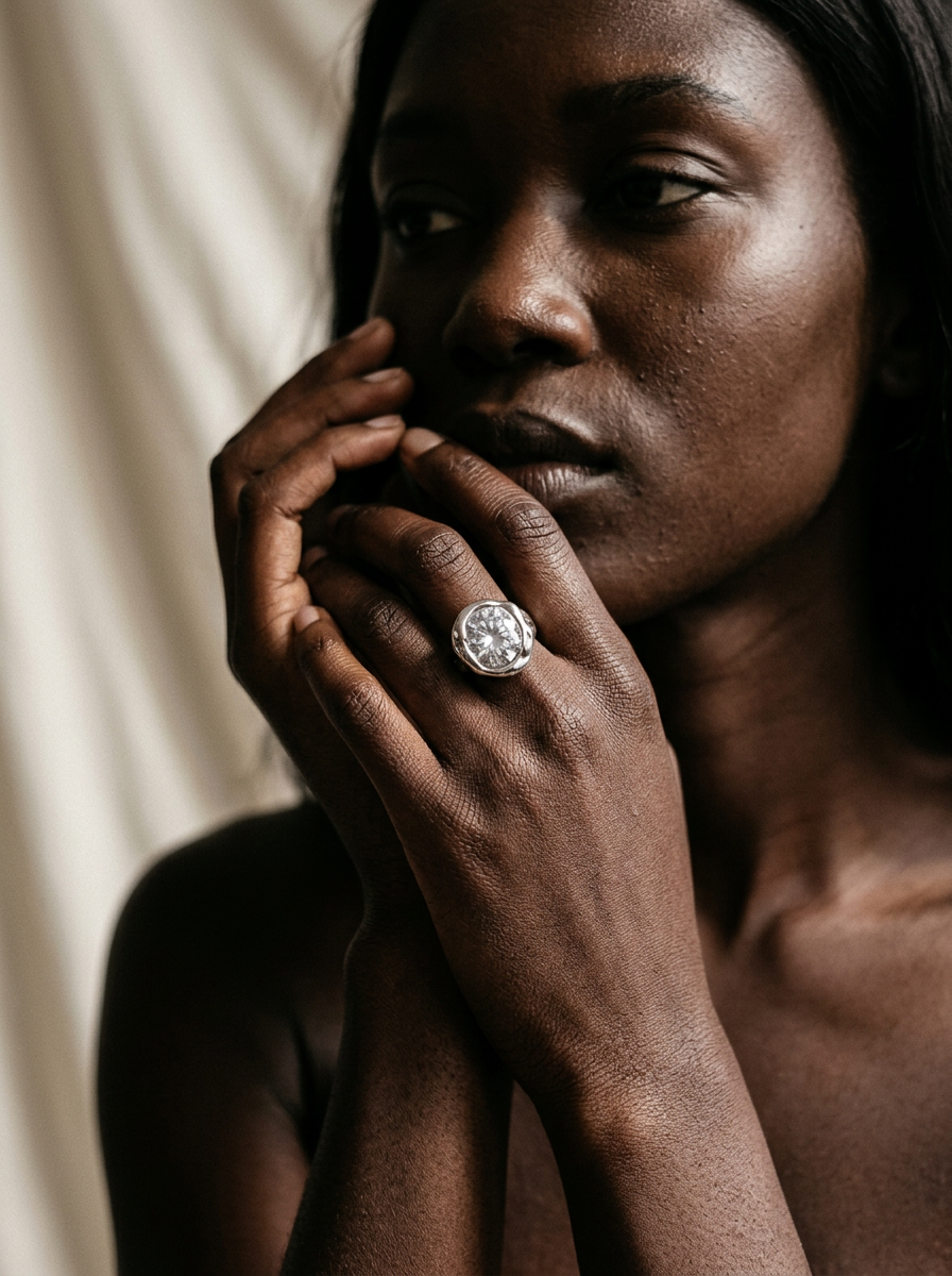 Radiant Gold-Plated Zircon Statement Ring