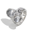 Golden Gold-Plated Zircon Statement Ring-4