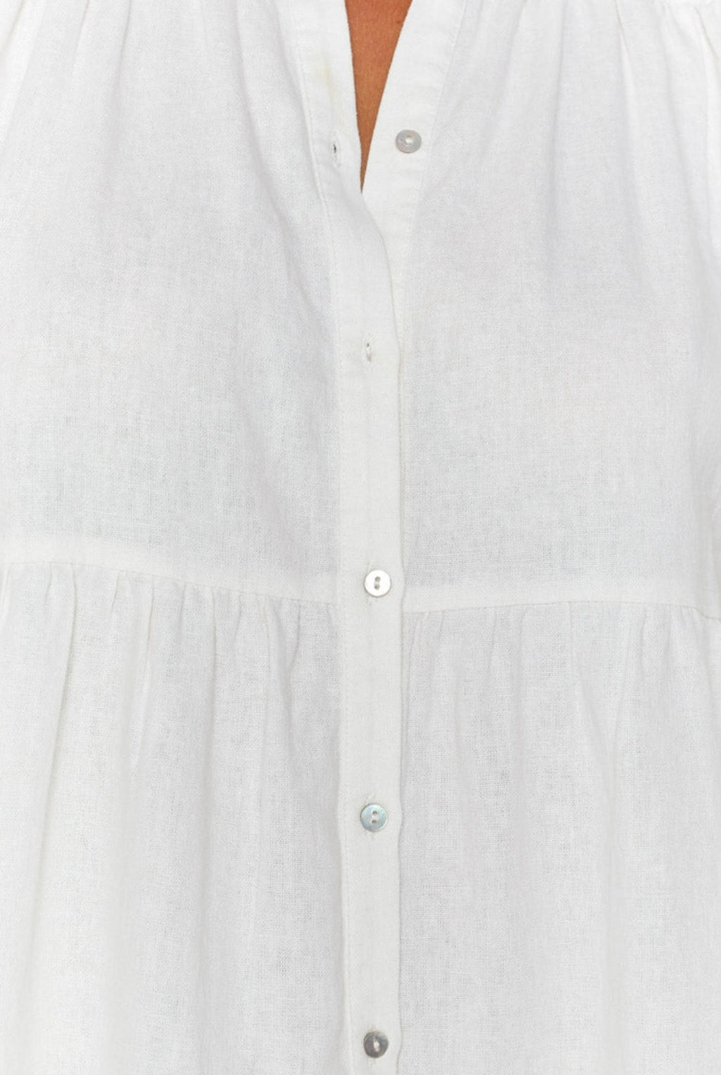 White Cotton Mini Buttoned Dress
