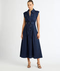 Blue Linen Midi Dress (syncee)