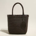 Siena Handwoven Calf Leather Basket Tote – Artisan Herringbone Leather Carryall with Signature Charm