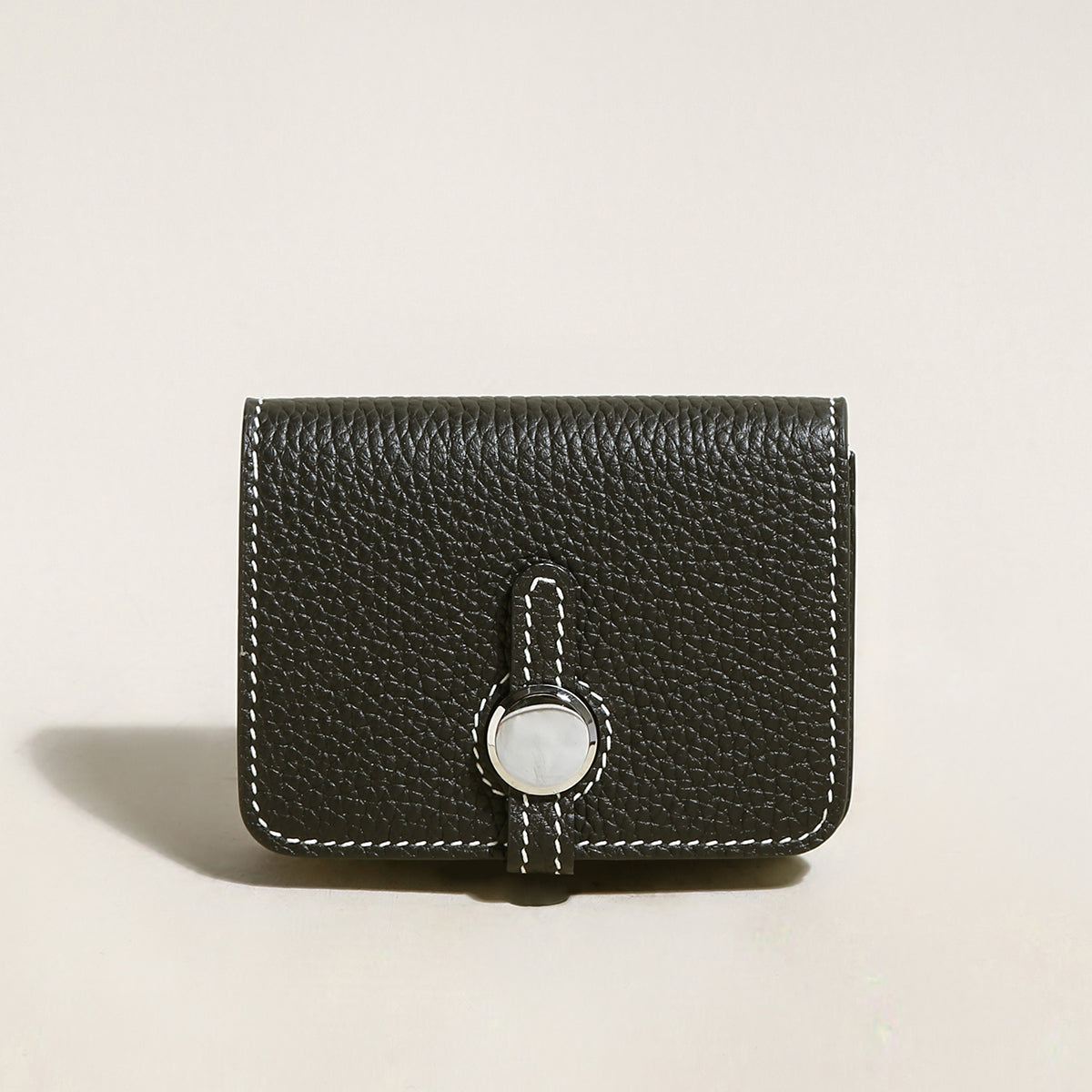 Black Slim Leather Wallet with Detachable Strap – Pebble-Grain Mini Crossbody Wallet & Clutch