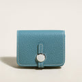Blue Slim Leather Wallet with Detachable Strap – Pebble-Grain Mini Crossbody Wallet & Clutch