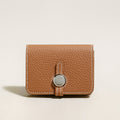 Brown Slim Leather Wallet with Detachable Strap – Pebble-Grain Mini Crossbody Wallet & Clutch