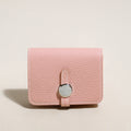 Pink Slim Leather Wallet with Detachable Strap – Pebble-Grain Mini Crossbody Wallet & Clutch