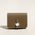 Taupe Slim Leather Wallet with Detachable Strap – Pebble-Grain Mini Crossbody Wallet & Clutch