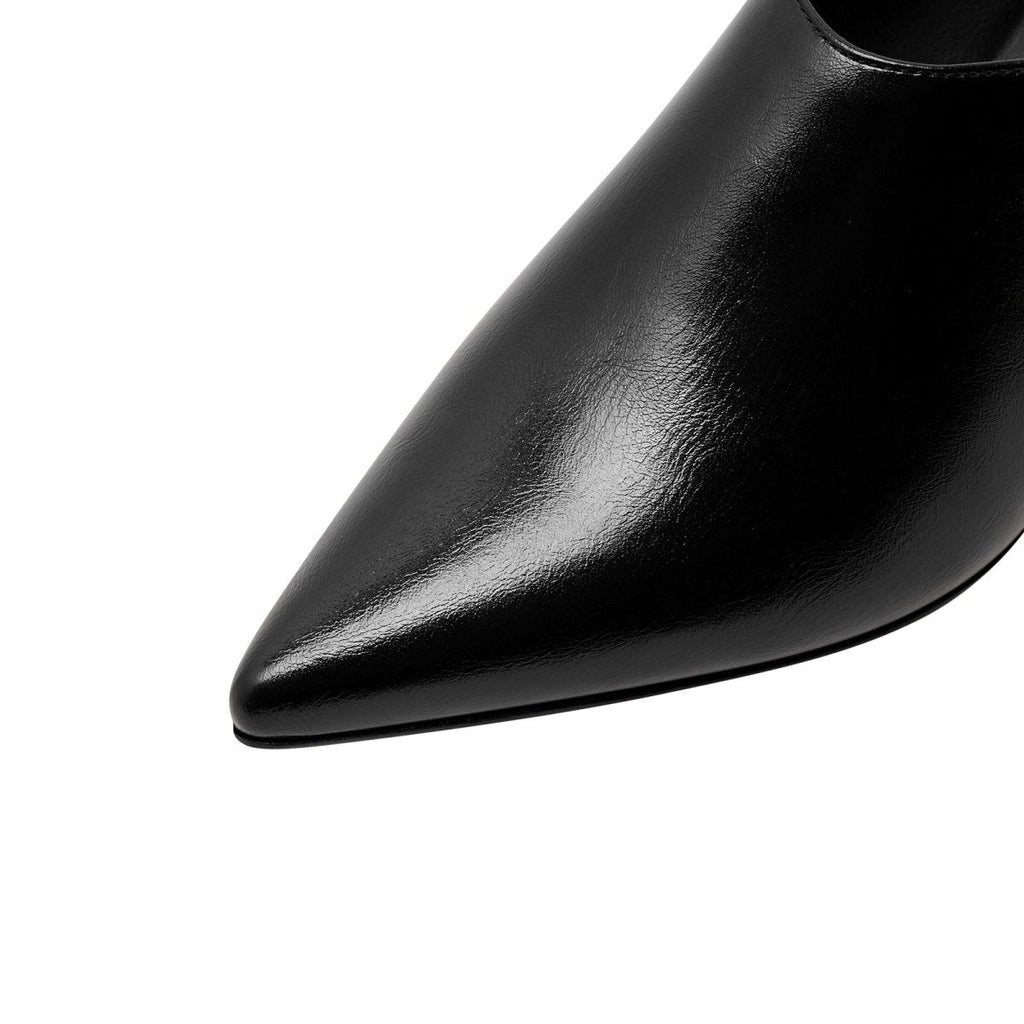 Sphere Heel Leather Pointed Mules
