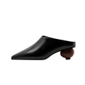 Sphere Heel Leather Pointed Mules