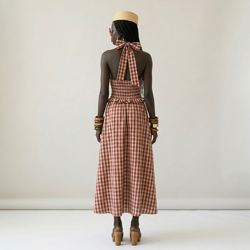 Sovereign Check Halter Maxi Dress-1
