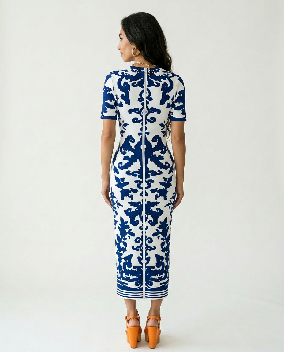 Confident Jacquard Bodycon Maxi Dress-3